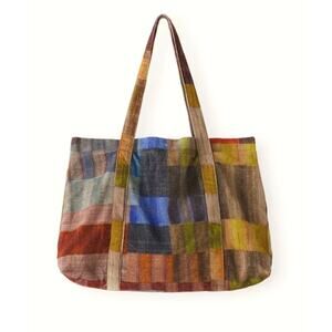 Poetry Chilli Blue Hemp Organic Cotton & Yak Printed Cord Bag One Size